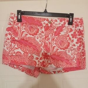 J. Crew High Waist Red and White Floral Shorts